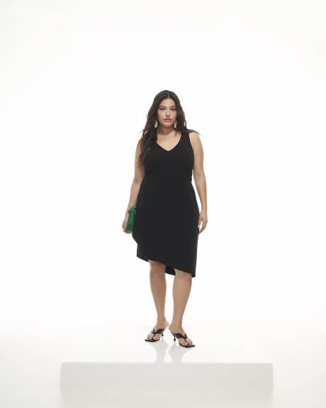Black Short Asymmetrical Fitted Dress - Addition Elle