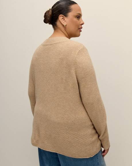 Crewneck Sweater with Fancy Stitch Hem