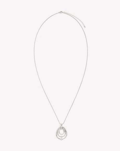 Longue chaîne à mailles serpent avec pendentif à 3 anneaux
