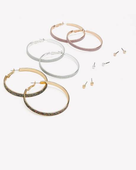 Boucles d'oreilles ornées de papier scintillant, ens. de 6