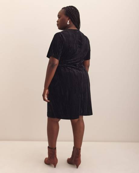 Velvet T-Shirt Dress with Side Knot