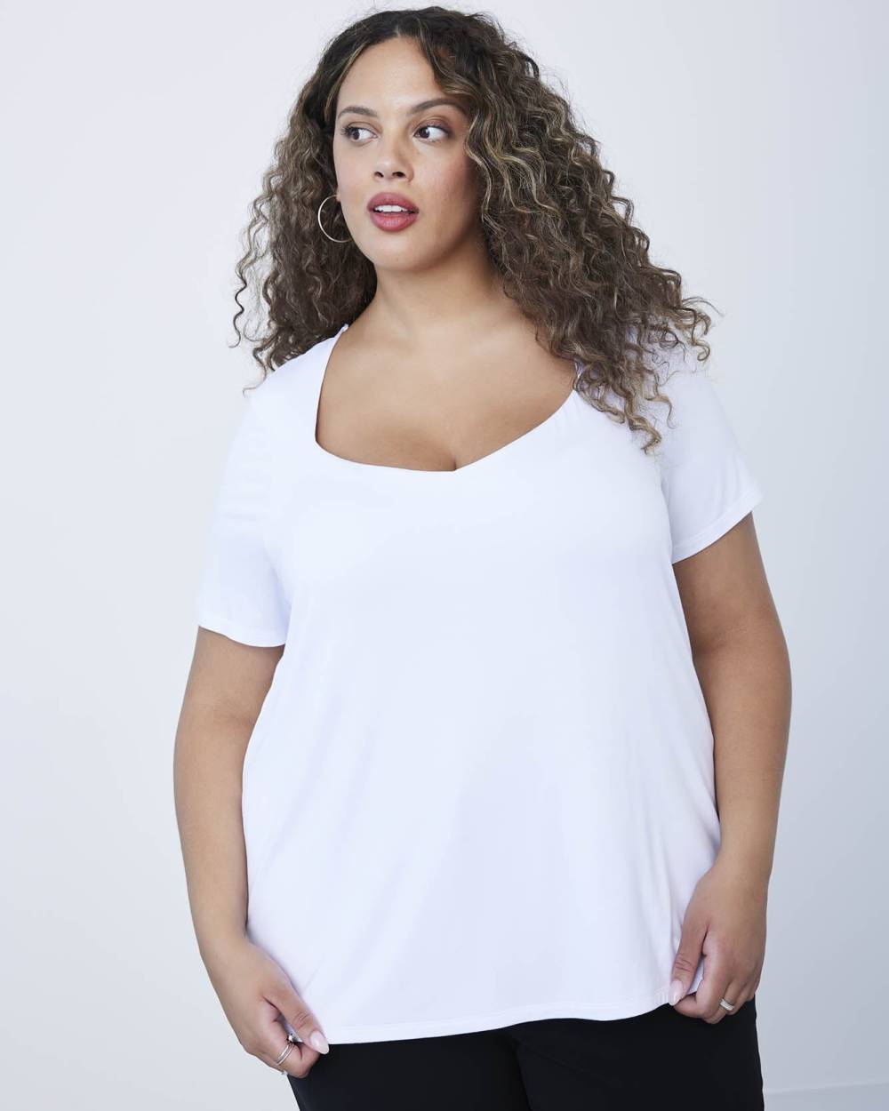 Short-Sleeve A-Line Knit Top