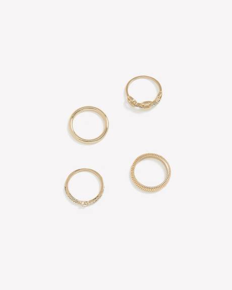 Assorted Golden Fancy Rings, Set of 4