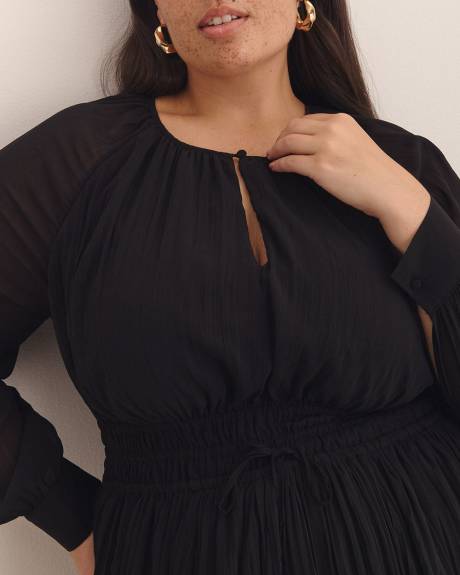 Robe noire à manches raglan et taille élastique - Addition Elle
