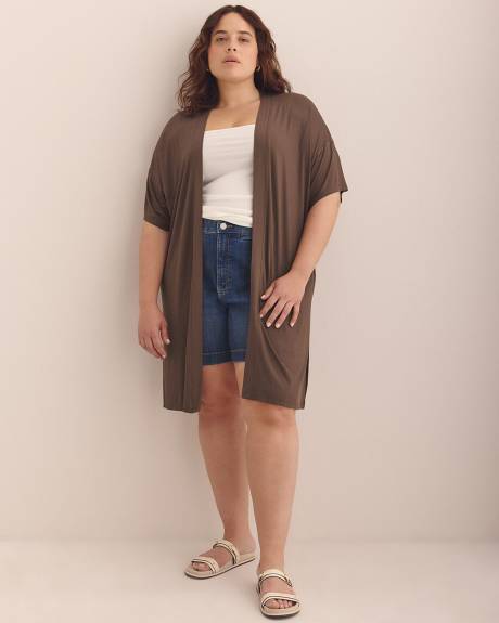 Long Cardigan with Short Kimono Sleeves