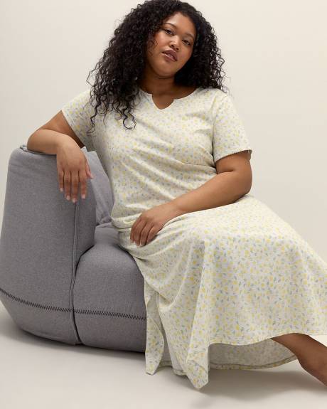 Chemise de nuit chinée longue à manches courtes - ti Voglio