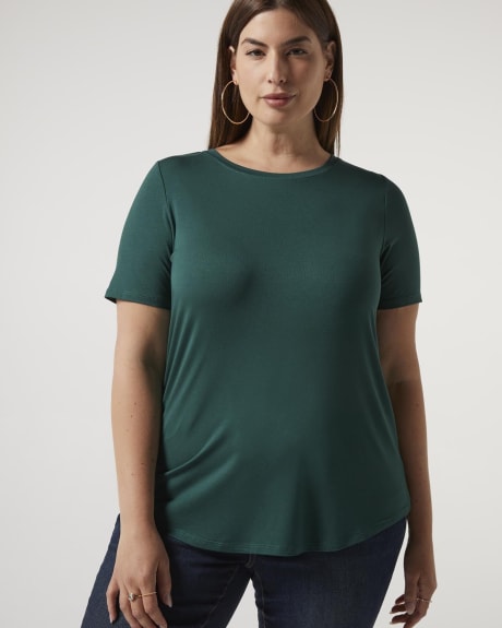 T-shirt uni à col rond, coupe moderne, tissu responsable - Addition Elle