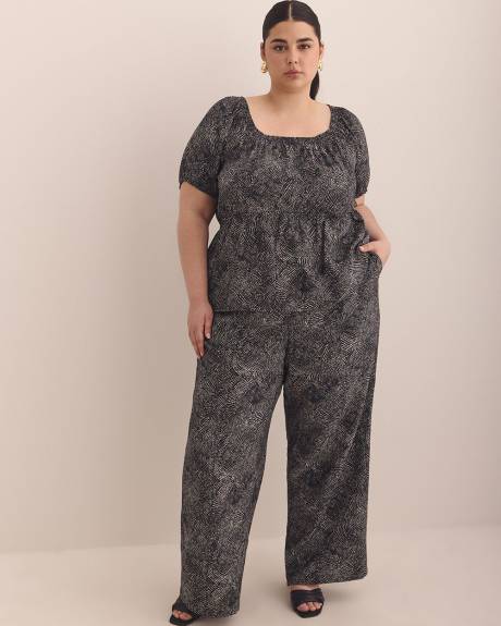 Palazzo-Leg Pant with Elastic Waistband