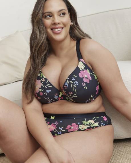 Floral Thong with Mesh Back - Déesse Collection