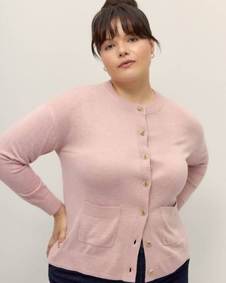 Responsible, Buttoned-Down Crewneck Cardigan - Addition Elle
