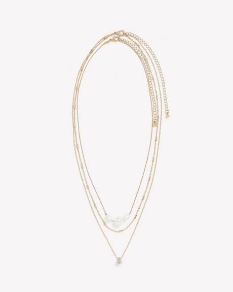 Short Golden Necklace with Pearls, Set of 3