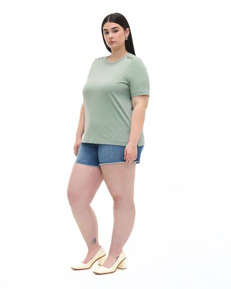 Knit Top with Buttons at Shoulders - Addition Elle