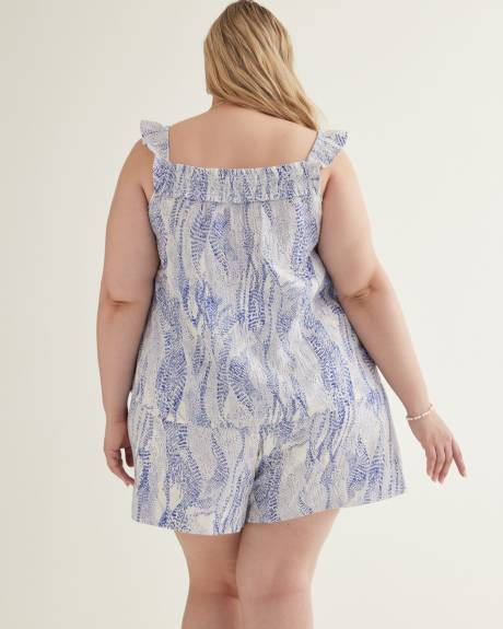 Responsible, Printed Blouse with Elastic Neckline