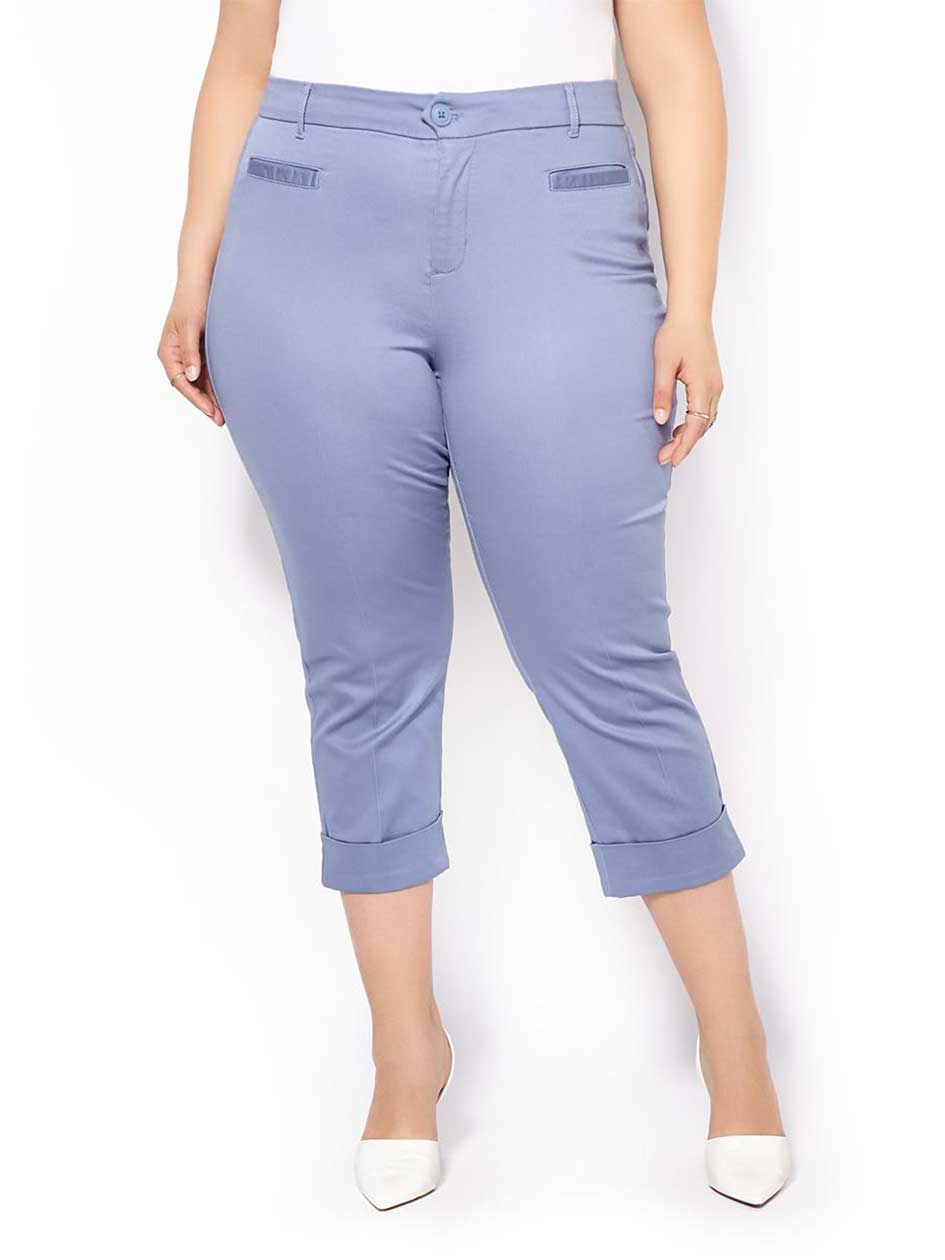 Curvy Fit Coloured Sateen Capri Penningtons