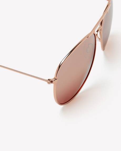 Rose Gold Aviator Sunglasses