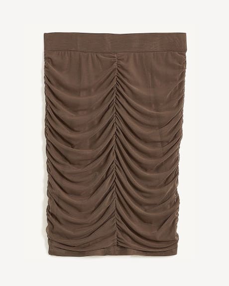 Ruched Mesh Knit Mini Skirt - Addition Elle | Penningtons