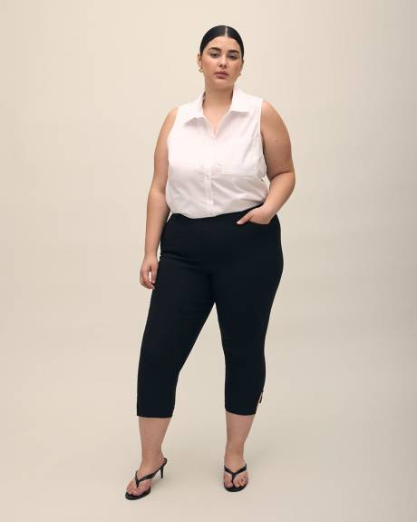 Pantalon capri, coupe ingénieuse, tissu responsable