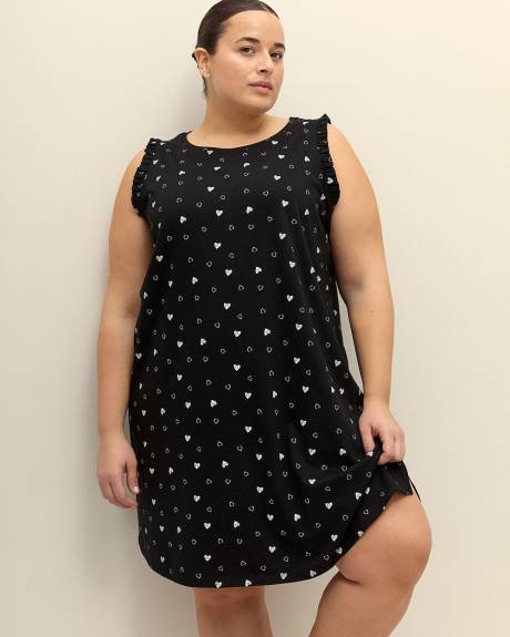 Cotton Sleeveless Sleepshirt with Ruffles