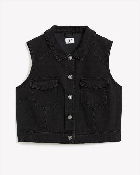 Veste boutonnée écourtée sans manches en denim, tissu responsable - d/C JEANS