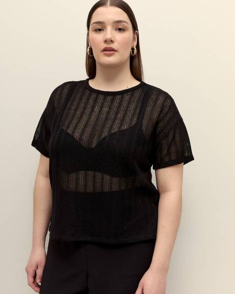 Crochet Knit Crewneck Top - Addition Elle