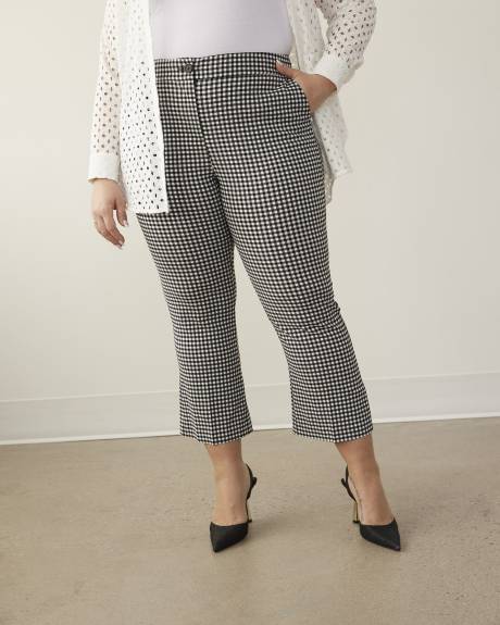 Gingham Flared-Leg Pants