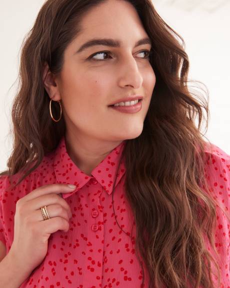 Printed Buttoned-Down Sleeveless Tunic Shirt