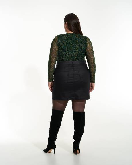 Coated Black Mini Skirt - Addition Elle