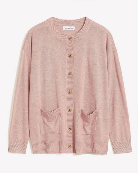 Responsible, Buttoned-Down Crewneck Cardigan - Addition Elle