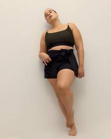 Black High-Waisted Swim Skirt