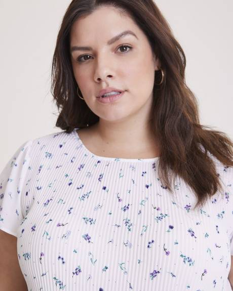 Responsible, Printed Short-Sleeve Pleated Blouse