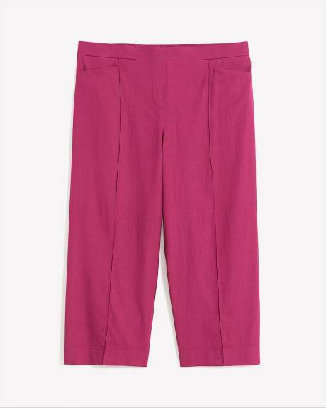 Pantalon court à jambe large en mélange de lin