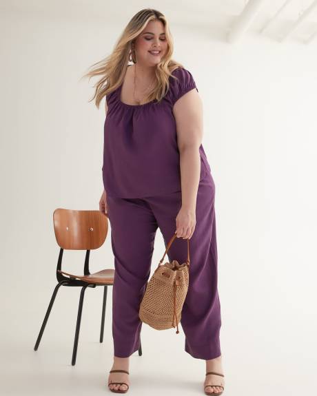 Linen Blend Blouse with Knotted Back