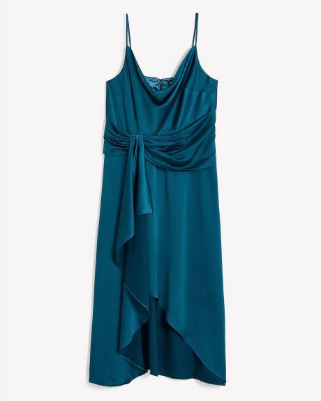 Cowl-Neck Faux-Wrap Satin Maxi Dress - City Chic