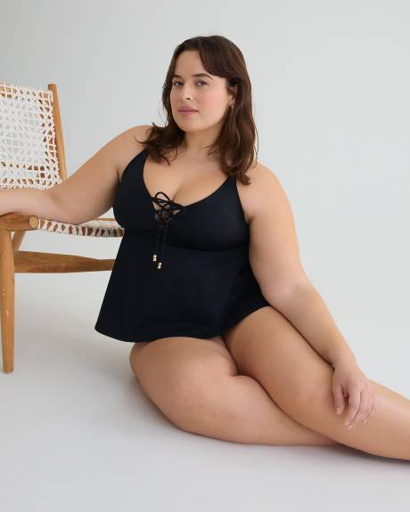 Lace-Up Tankini Swim Top