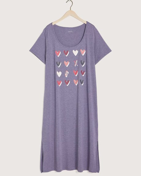 Short-Sleeve Long Sleepshirt With Print - tiVOGLIO