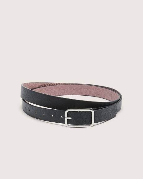 Reversible Faux Leather Denim Belt