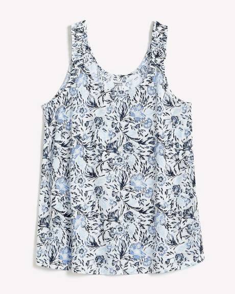 Camisole avec encolure en U et bretelles élastiques, mélange de lin