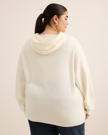 Relaxed-Fit Shaker-Stitch Hooded Sweater