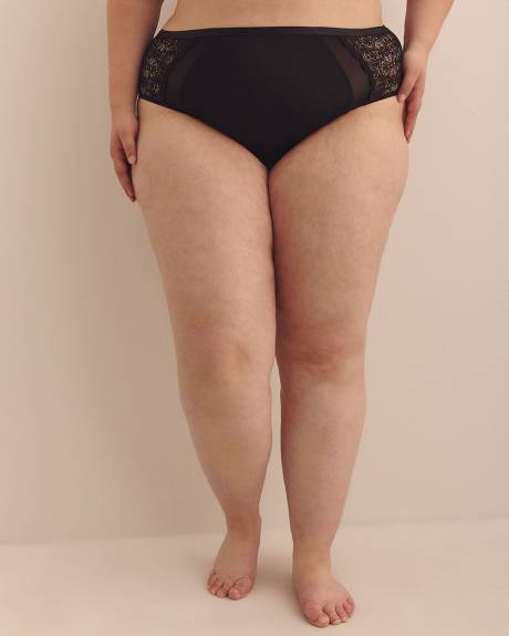 Culotte échancrée en microfibre avec dentelle et maille - Déesse Collection