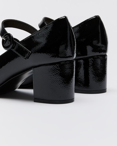Extra Wide Width, Black Mary Jane Block Heel Shoes