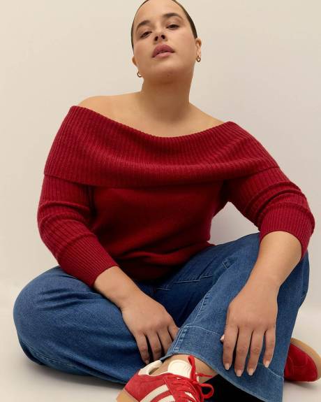 Folded-Over Off-Shoulder Sweater - Addition Elle