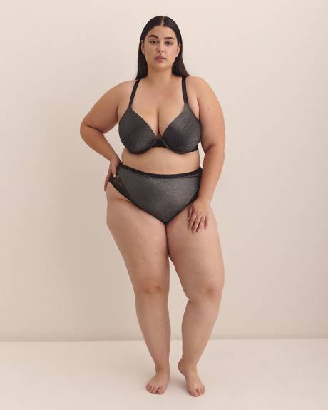 Culotte échancrée scintillante avec dentelle - Déesse Collection Culotte échancrée scintillante avec dentelle - Déesse Collection