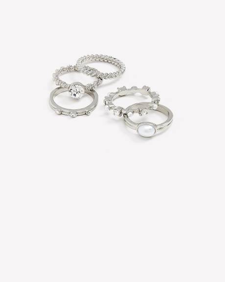 Assorted Fancy Metallic Rings, Set of 5