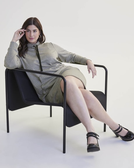 Plaid Knit Long-Sleeve Dress - Addition Elle