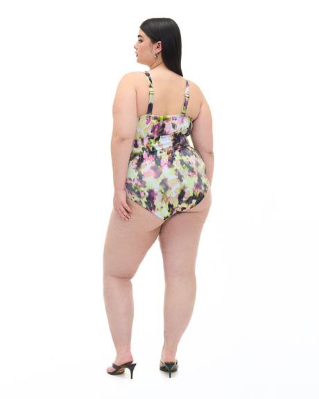 Abstract-Print Asymmetrical One-Piece Swimsuit - Addition Elle
