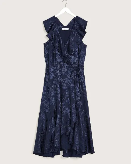 Satin Ruffled Wrap Maxi Dress - Addition Elle