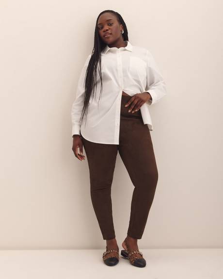 Brown Faux-Suede Fashion Legging