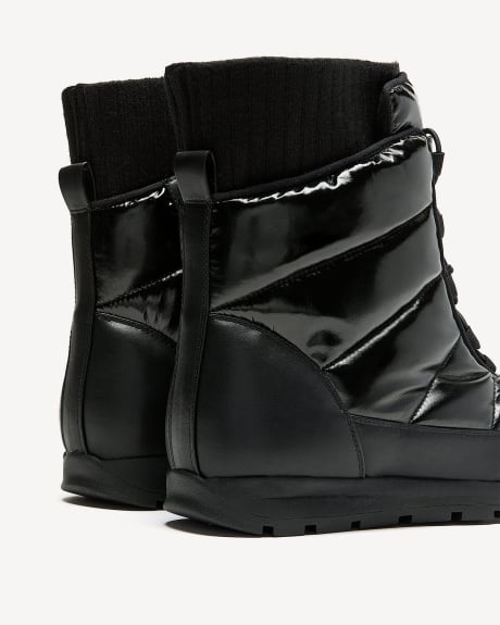Extra Wide Width, Winter Puffer Booties with Sock Insert