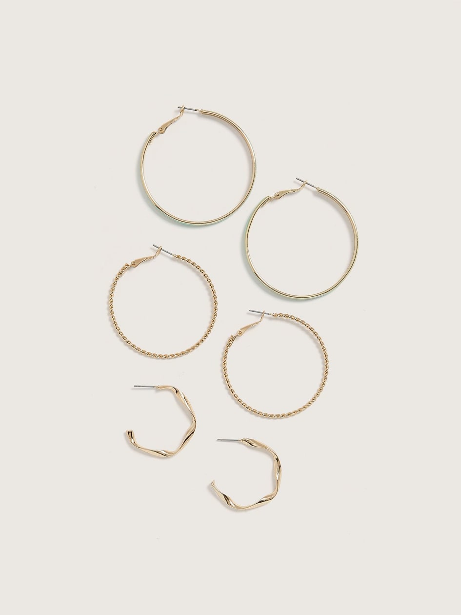 Assorted Hoop Earrings, Set of 3