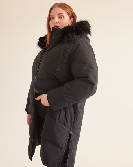 Responsible, Knee-Length Parka with Removable Faux-Fur Hood